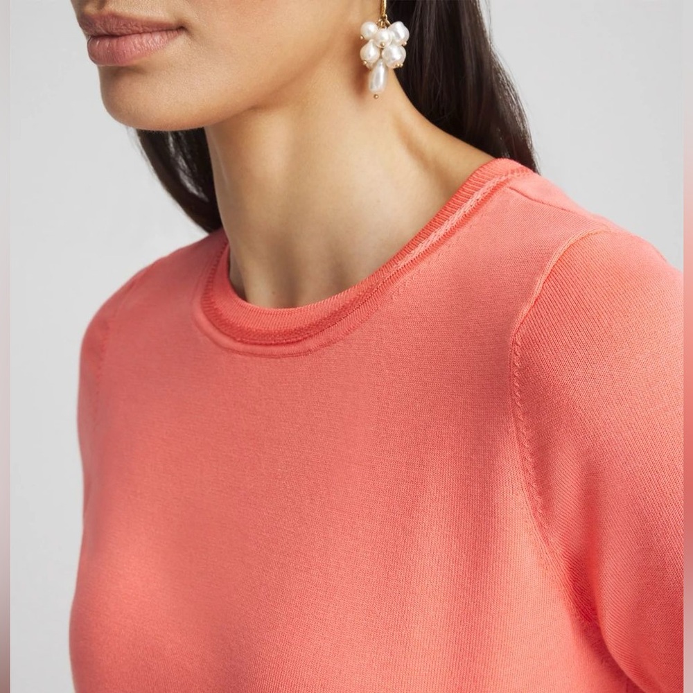 Chico’s Crewneck Pullover Sweater in Melon Mambo - Picture 3 of 13